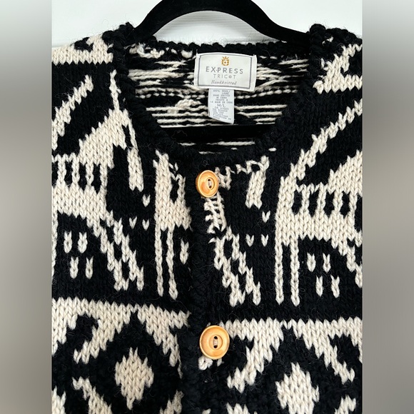 Vintage Handknit Cardigan 100% WOOL - Picture 3 of 4